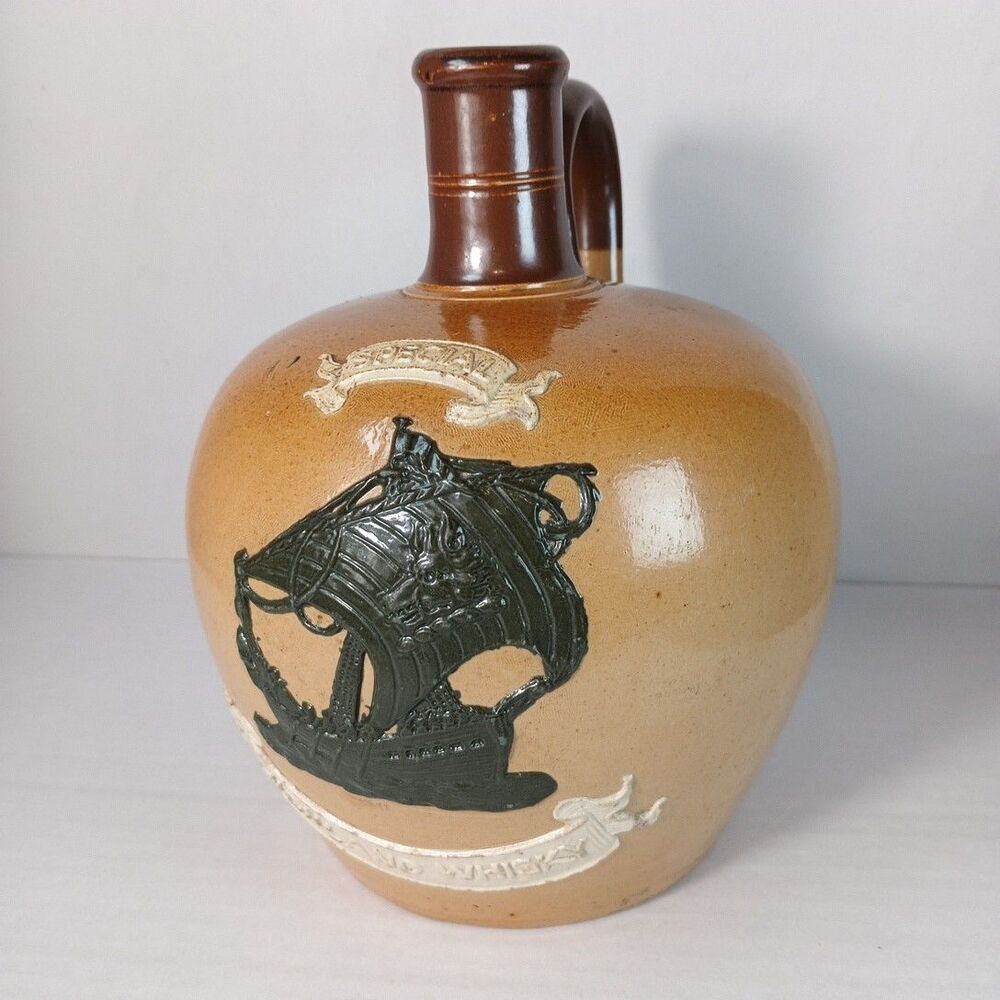 Antique Doulton Lambeth Stoneware Pottery Special Highland Whisky Jug England